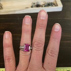 Lia Sophia Pink Gemstone Statement Ring - 925 Silver